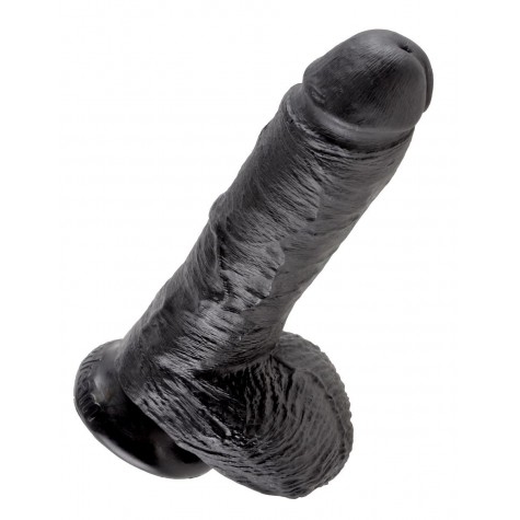 Чёрный фаллоимитатор 8" Cock with Balls - 21,3 см.